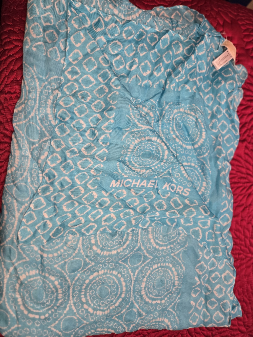 Michael Kors Turquoise White Printed Scarf